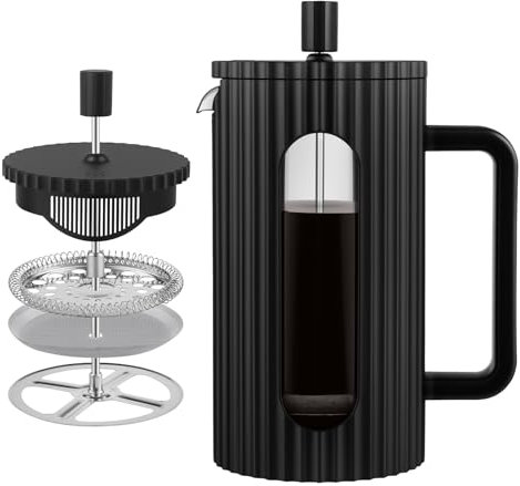 wedrink French Press Coffee Maker Cafetiere 1000ml/34oz French Press Caffettiera Brewer Tea Maker with Heat Resistant Borosilicate Glass Stainless Steel Filter Black