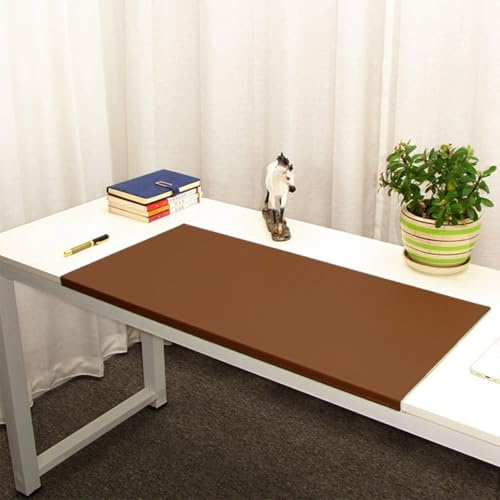 Schreibtischunterlage mit Kantenverriegelung, große PU-Leder-Tischmatte mit Kantenschutz, wasserdicht, rutschfest, Laptop-Mauspads für Büro, Zuhause, Arbeit, Studium, Tippen (Braun, 90 x 40 cm)