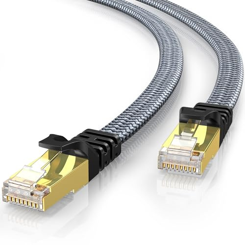 YesTXR Netzwerkkabel 5M,Cat 8 40Gbps 2000MHz LAN Kabel Ethernet Kabel | Hochgeschwindigkeit Nylongeflecht LAN Kabel für PS5 Router Modem Switch Laptop，RJ45-Steckern kompatibel mit CAT6/7（Schwarz）