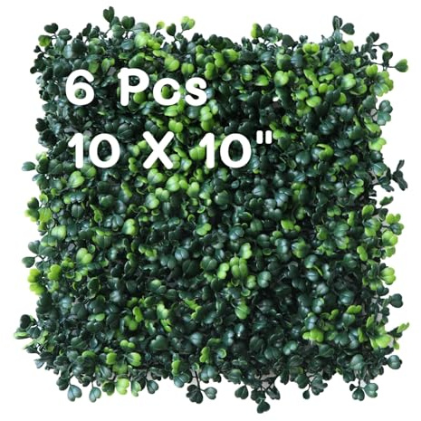 ouyuanwall Grass Wall Panels 6 Pcs 10x 10 Artificial Boxwood Greenery Wall Backdrop Privacy Hedge Grass Wall Backdrop Panels UV Protected for Indoor Outdoor Garden Backyard Party