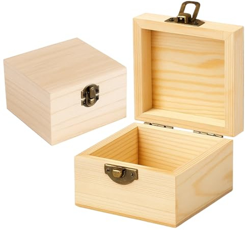 KRYMXAR 2 Stück Holzkiste mit Deckel, Holzbox Klein, Holzschatulle mit Deckel für Aufbewahrung, Kleine Holzkiste Als Geschenkbox Holz