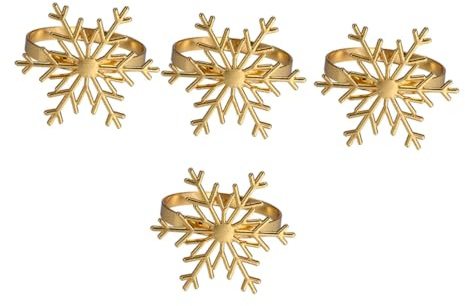 LOLIPPYY 4pezzi Anelli Per Tovaglioli Di Natale in Lega Dorata Fibbie Per Tovaglioli Decorazioni Per Tavola e Feste Di Natale