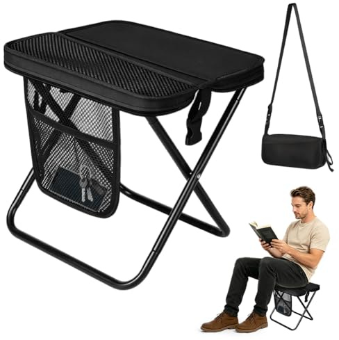 Tutamaz Campinghocker Faltbar, Tragbarer Klapphocker Klein, Mini Outdoor Camping Klappstühle, Camping Hocker, Tragbarer Stuhl Faltbar für Reisen Wandern Camping Angeln Grillen Picknick, Schwarz