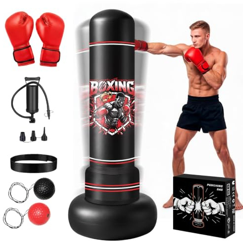 Oziral Boxsack Stehend 180cm Erwachsene Standboxsack mit Boxhandschuhen