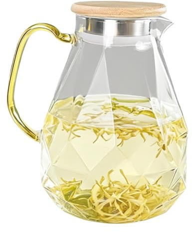 Glass Pitcher With Lid - Keeps Beverages Fresh & Spill-Proof 2L