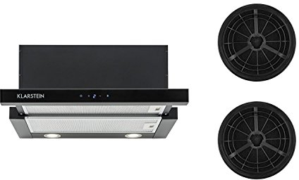 Klarstein Vinea - Hotte, îlot 60 cm + 2 filtres, recyclage d'air, 610 m³/h, noir