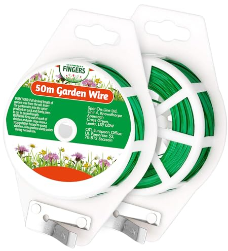 SOL 2pk 50m Garden Wire with Dispenser & Cutter, Heavy Duty Plant Ties for Climbing Plants, Shrubs, Trees & House Plants, Built-In Cutter for Quick & Easy Use, Ideal for Supporting & Training Vines