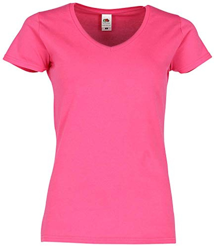 Fruit of the Loom Camiseta para mujer Iconic 150 V Neck, fucsia, XL