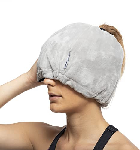 InnovaGoods - Cuffia in Gel per Emicrania e Rilassamento, Effetto Caldo e Freddo, Design Ergonomico, 4 Sacchetti Gel Rimovibili, Universale Unisex, Grigio, Poliestere