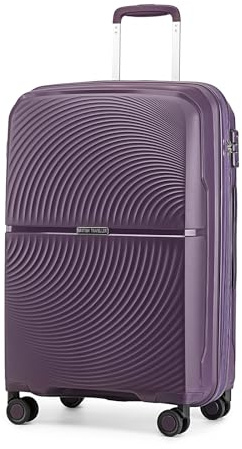 British Traveller Valise Moyenne Taille 68 Liters, Rigide Valise de Voyage à 4 roulettes et Serrure TSA, 67x46x27 cm (Violet)