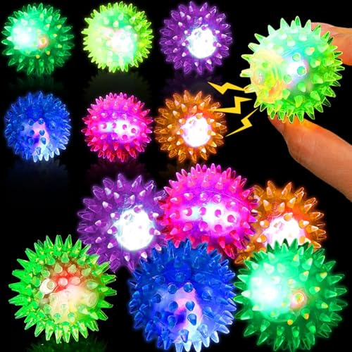 Qunkun 12 palline a forma di riccio, giocattolo luminoso, giocattolo antistress, palla a LED, regalo di compleanno, regalo di Natale
