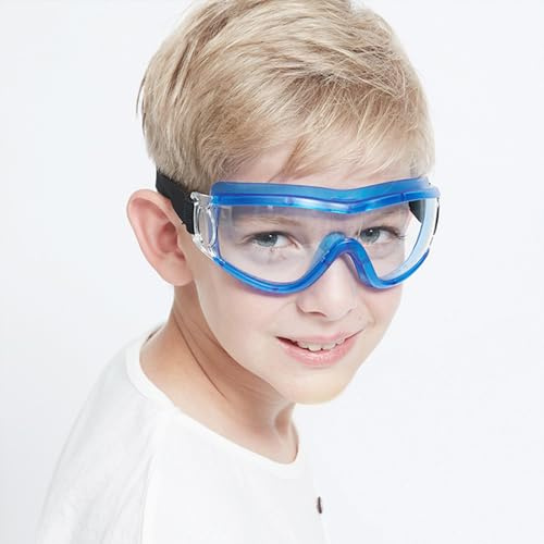 MOVNUOCA Schutzbrille Kinder für Nerf Spielen Stoßfest Gläser Beschlagfrei Verstellbarer Riemen Passform für 5-12 Jahre(1 Pack, Blau)