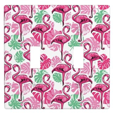 Placca di copertura per interruttore della luce a levetta, 2 piastre da parete di dimensioni standard 11,4 x 11,4 cm, fenicottero AA, piastra di copertura per interruttore a doppia luce, decorativa