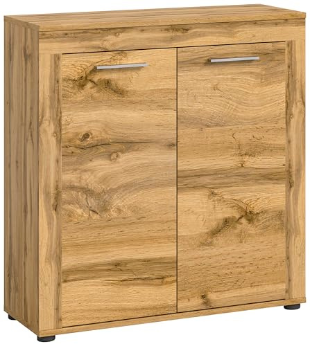 xonox.home - Highboard Jam 80x88x35 cm in Wotan Eiche - Highboard Hochkommode Wohnzimmerschrank Hochschrank Anrichte - erstklassige Qualität funktional einfache Montage