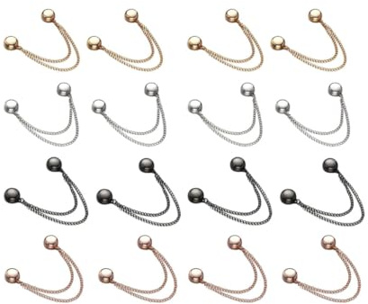 Anlising Magnetische Kleiderklammern, 16PCS Starke Hijab Magnete mit Langer Kette, Multifunktionale Magnetische Kleidungsclips, Leistungsstarke Hijab-Magnete Mit Kette, für Hemd, Ärmel,Jeans(4 Farben)
