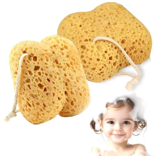 2Pcs Larger Natural Shower Sponges for Exfoliating & Body Scrub - Eco-Friendly, Soap-Absorbent, for Women & Men