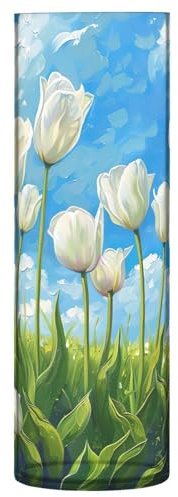 SKYSHU Tulipano, vaso cilindrico in plastica per bouquet di piante, 1 pezzo, infrangibile, alto, trasparente, per centrotavola per matrimoni, casa, scuola, ufficio, 30 x 9 cm