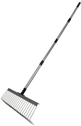 Baoblaze Rastrello da Giardino Professionale Rastrello per Foglie E Prato con 21 L in Acciaio E Manico Giuntabile Adatto per Paesaggistica, 160 Cm 4 Sezioni