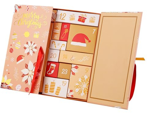 Christmas Advent Calendarss Boxes to Fill, 24 Days Countdown Calendar Package Wrap, Christmas Eve Packaging Empty Box, Fillable Empty Cardboard Number Boxes For Kids, Adults