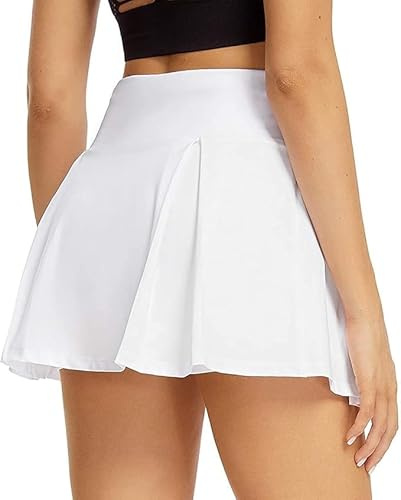 XFSRG Falda Deportiva para Mujer Faldas de Tenis Cintura Alta Faldas Pantalón Skorts de Golf para Mujer 2 en 1 Skirt Short Mini Faldas Deportiva Plisadas para Correr(White M)