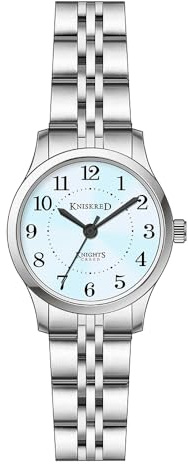 KNISKRED Einfach Lesen Armbanduhren für Damen mit Festem Edelstahlband Damen Kleidung Uhr Wasserdicht (Silber Blau)