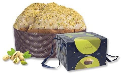 Marmella Panettone Artigianale al Pistacchio, Farcito con Ganache, Ricoperto di Cremino e Granella di Pistacchio, 1 Kg