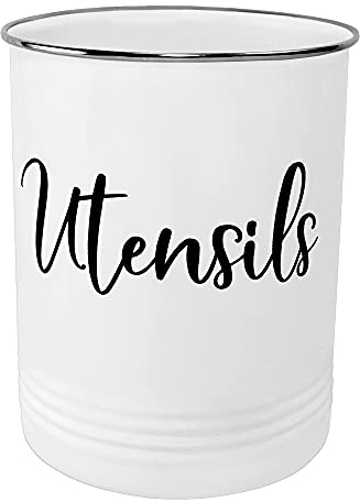 Utensile da cucina holderfarmhouse décorlarge bianco utensili crock vintage organizerkitchen Tool caddystainless Steel RIM 171 cm H x 127 cm W Countertop Storage Solution by Home Acre design