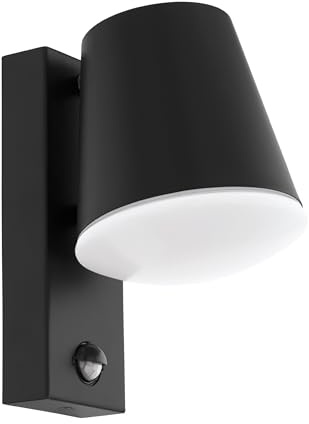 EGLO Außen-Wandlampe Caldiero 1 flammige Außenleuchte | inkl. Bewegungssensor, Sensor-Wandleuchte aus Stahl und Kunststofff, Farbe: Anthrazit, weiß, Fassung: E27, IP44