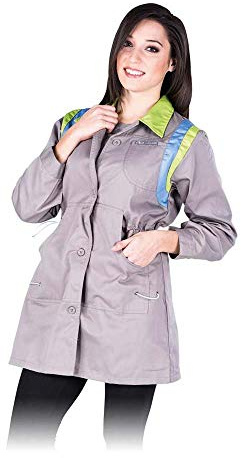 Leber&Hollman LH-Colviser_Xxl Service Schutzschürze für Frauen, Grau-Hellblau-Hellgrün, XXL Größe