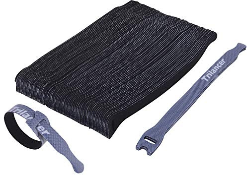 Trilancer Reusable Cable Straps Wire Ties, Pack of 50 Adjustable Cord Fastener Cable Organizer, 8 Inches (Black)