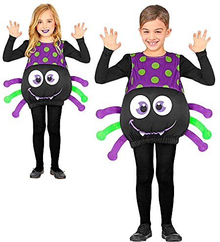 W WIDMANN MILANO Party Fashion – spindeldräkt för barn, jumpsuit, spindelkostym, karnevalkostym för barn, halloween