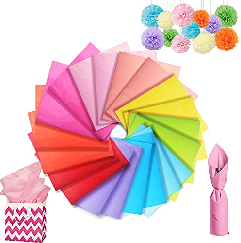Larcenciel Seidenpapier Weihnachten,100 Blatt mehrfarbiges Seidenpapier Geschenkpapier Geschenkpapierblätter für dekoratives Seidenpapier von Art Craft,10 Farben, 26 × 20 Zoll (66 × 50 cm)