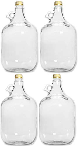 lilawelt24 4 x 5L GLASBALLON Weinballon GÄRBALLON GLASFLASCHE Flasche Gallone Leere Glasflasche zum Befüllen