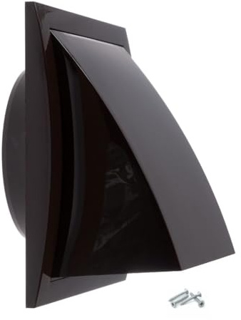 Steinberg14 Brown 125mm / 5'' Plastic Cowled Hooded Air Ventilation Wall Grille with Round Spigot and Wind Baffle Backdraught Shutter