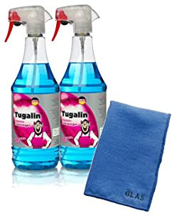 TUGA CHEMIE Glasreiniger Tugalin Streifenfrei inkl. speziellem Glastuch, 3-teiliges SET