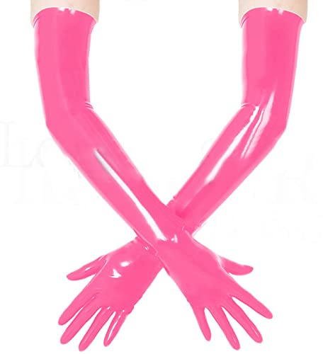 Guantes de látex moldeados PINK Guantes largos COSPLAY PINK LATEX Guantes Talla M,M,Rosado