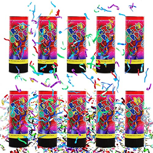Konfetti Shooter*10,Taozoey Konfettikanone Bunt,Party Kanonen,Konfettikanonen Set,Confetti Kanone, Party Popper, für Geburtstage, Karneval, Heiratsanträge(11cm)