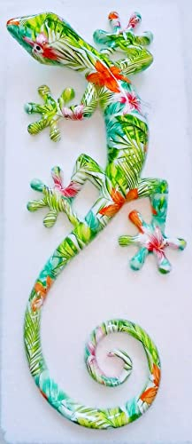 IDELLIA SALAMANDRE EN RÉSINE VERT JAUNE MULTICOLORE GRAND MODÈLE 41 CM