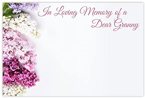 celloexpress In Loving Memory Granny (Lilacs) Flower Message Cards - 60mm x 90mm - Bereavement Florist Card Sympathy Condolences Notes (Pack of 10)