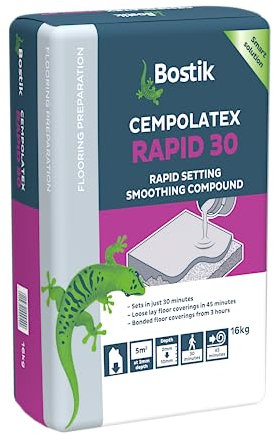 Bostik Cempolatex Rapid 30 Grey - 16kg Bag - Rapid Setting Smoothing Compound Accepts Foot Traffic in Just 30 Mins