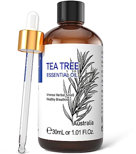HIQILI Teebaumöl, 100% Natürlich, Geeignet Für Haut, Haare Und Zehennägel, Kann Shampoos, Duschgels Und Sprays Beigemischt Werden – 30 Ml