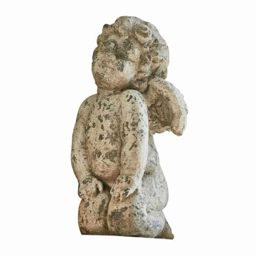 Loberon Deko-Engel Mines, antikbeige | mit antikem Finish, handgefertigt, Romantisches Flair, Vintage-Charme, Gartendekoration, Outdoor, Magnesium