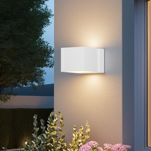 K-Bright 18W wandleuchte außen Licht nach oben und nach unten Weiß | außenleuchte wand 3000K warmes Licht, Aluminium-außenlampe Wasserdicht IP54 für Korridor, Außenbalkon, Garage, Garten