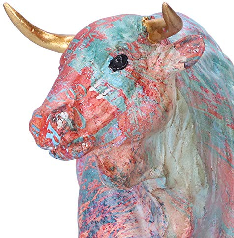 ZPSHYD Animal Craft Ornament Stier Skulptur Harz Figur OX Statue Ölgemälde Stil Tier Handwerk Ornament für Home Art Decor