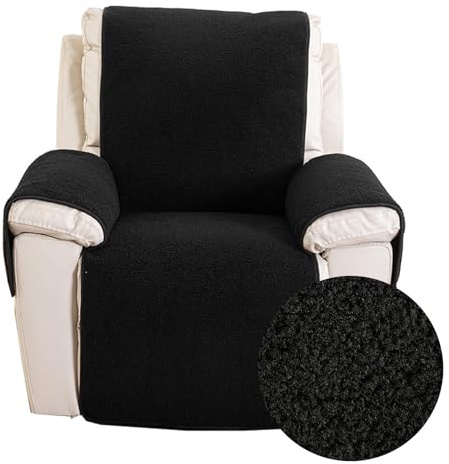 FANSU Sofa Armlehnenbezüge Lamm Samt, Sesselschoner für Relaxsessel Sesselauflage, Fernsehsessel Schutzbezug, 1 Sitzer Sofa Bezüg Sesselüberzug für Zuhause mit Haustieren (Schwarz,S: 56x207cm)