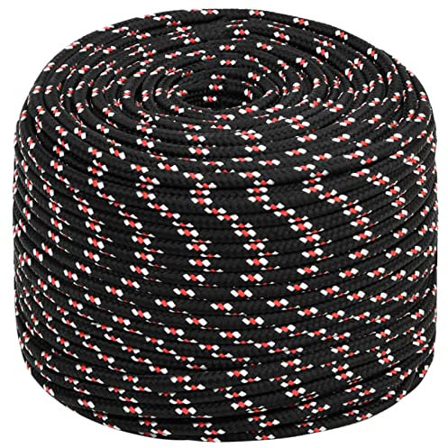 Xichuzi Bootsseil Schwarz 10 mm 25 m Polypropylen, Ankerleine, Boot Fenderleine, Festmacherleine, Tauwerk, Kletterseil, Schaukelseile, Wurfleine, Schwimmleine