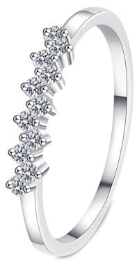 BCughia Diamantring Weißgold 585, Damen 14 Karat Winzig Ring mit Labor Diamant 0.2ct Eheringe Freundschaftsringe Ringe Größe 47 (15.0)