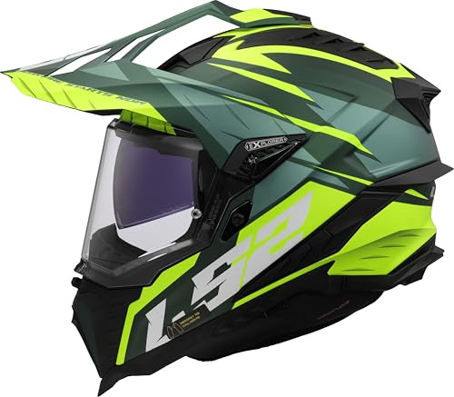 LS2, Motorrad-Crosshelm EXPLORER SPIRE Green H-V Yellow, XS