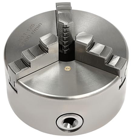 Qussse Mandrin de précision à 3 mâchoires de 125 mm, mandrin à trois mors, mandrin rotatif, précision de centrage 0,07 mm, pour tour (125 mm)