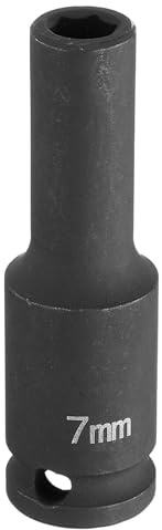 QUARKZMAN Douille à Chocs Hexagonale, 3/8 Pouce Entraînement 7mm Douille à Écrou Profonde en Acier Cr-Mo à 6 Pans pour Clé Dynamique et Électrique pour Réparation Automobile, 65mm Longue